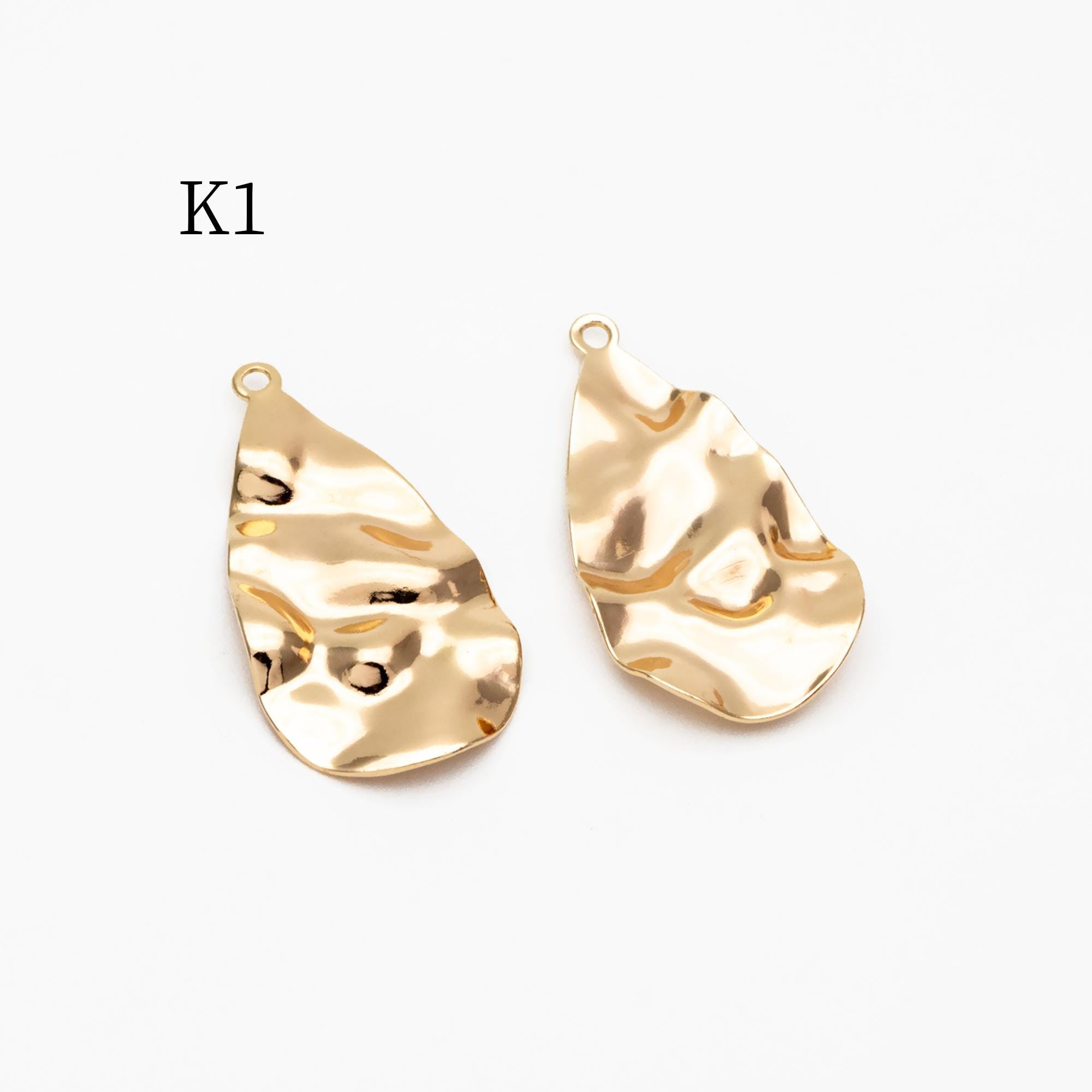 10pcs Gold/ Silver Tone Hammered Geometric Charms , Gold/ Rhodium plated Brass, Polished Earring Pendants (GB-402)